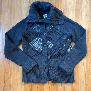 Columbia Dark Gray Cardigan with Geometric Pattern